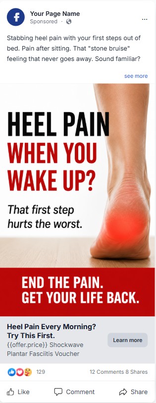 Shockwave campaign creative focused on heel pain