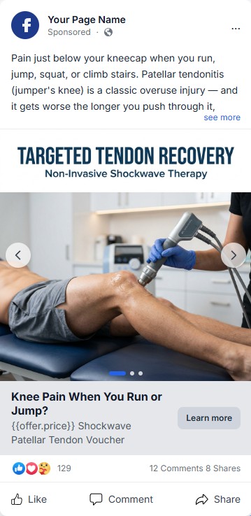 Shockwave campaign creative focused on knee pain